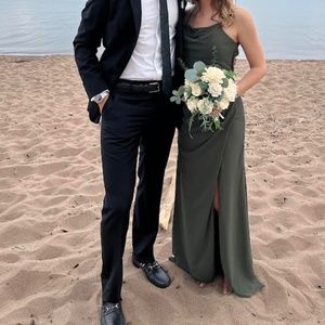 Kennedy Blue Bridesmaid Dress - Olive Green, Chiffon, Size 4